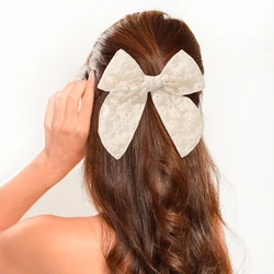 Diademas elásticas de encaje con lazo bordado para mujeres y niñas