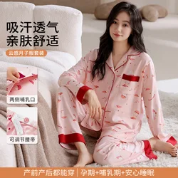 Vestido maternidad posparto algodón manga larga para amamantar otoño