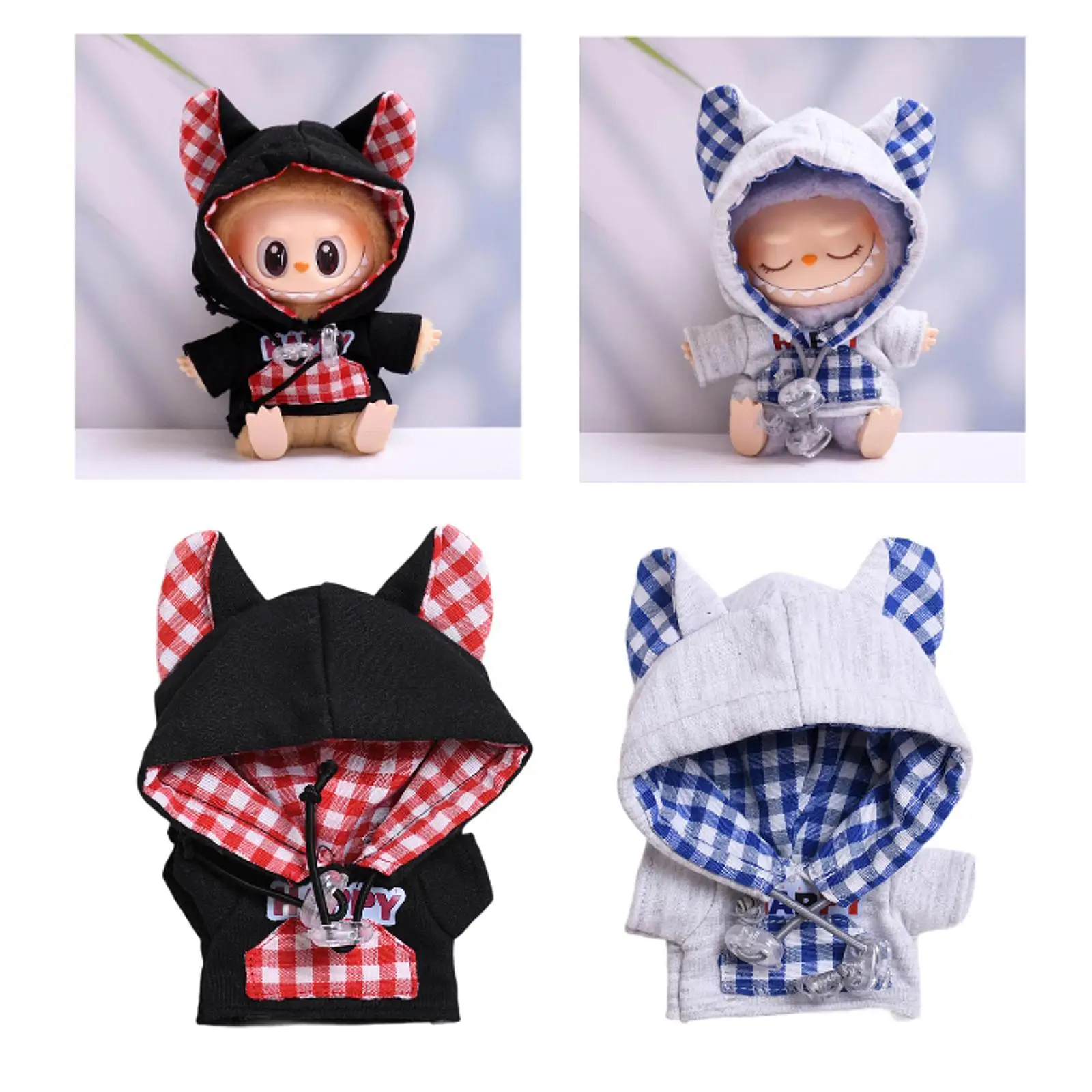 15/17cm Doll Clothes Hooded Sweatshirt Costumes Soft Stylish DIY Plush Doll Accessories Dress up Cartoon Doll Costume for Kids