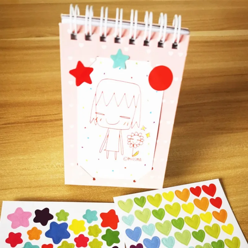 6 hojas de pegatinas recompensa para estudiantes, flor colorida, estrella, corazón, punto, tabla comportamiento, pegatina álbum recortes, suministros y profesores - imagen 2