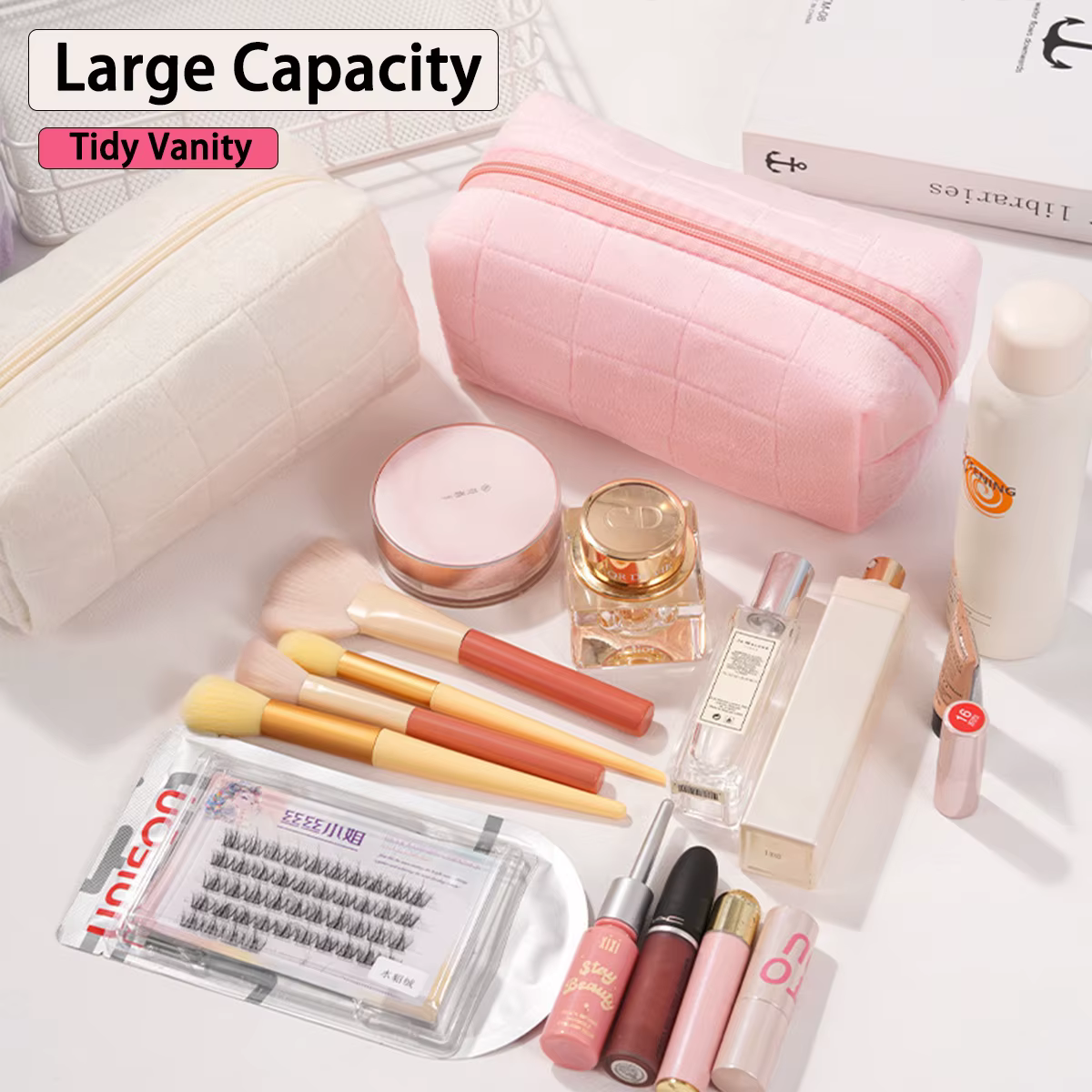 Neceser infantil de felpa para niñas – Bolsa maquillaje con cremallera - imagen 3