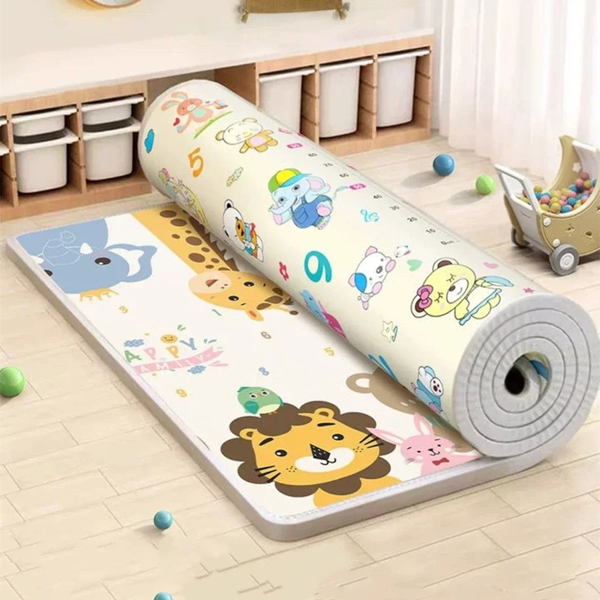 Alfombra no tóxica de 1CM de espesor EPE para actividades de bebé, gimnasio, esteras de juego para gatear, alfombra de juego para bebé, alfombra de seguridad para niños, envío plegable - imagen 2