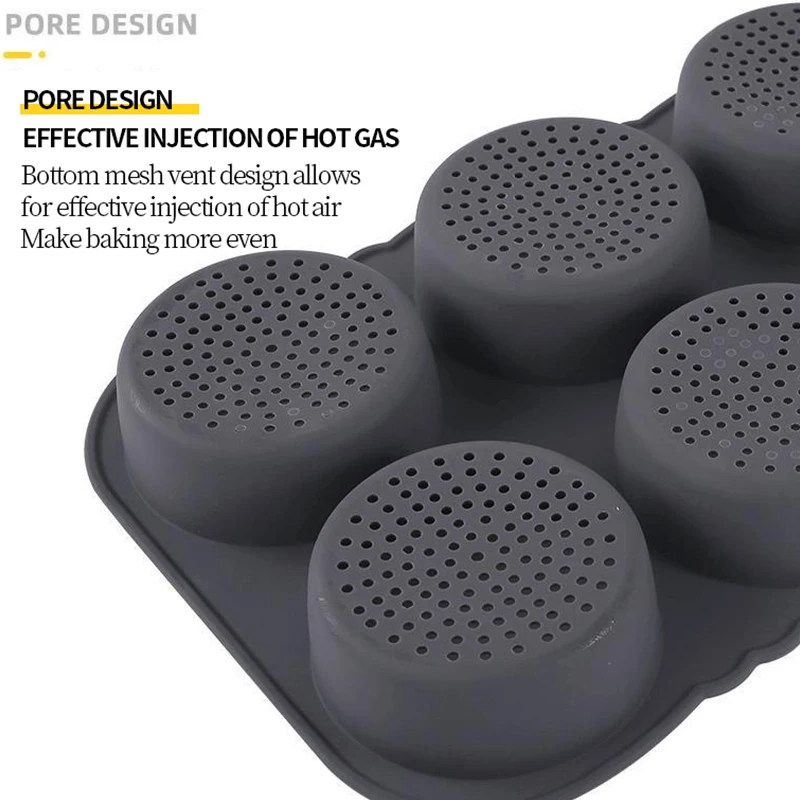 Molde de silicona para hornear pan con forma de huevo de hamburguesa de celosía, molde para hornear de grado alimenticio, redondo, cuadrado, poroso, 12/8/4 - imagen 3
