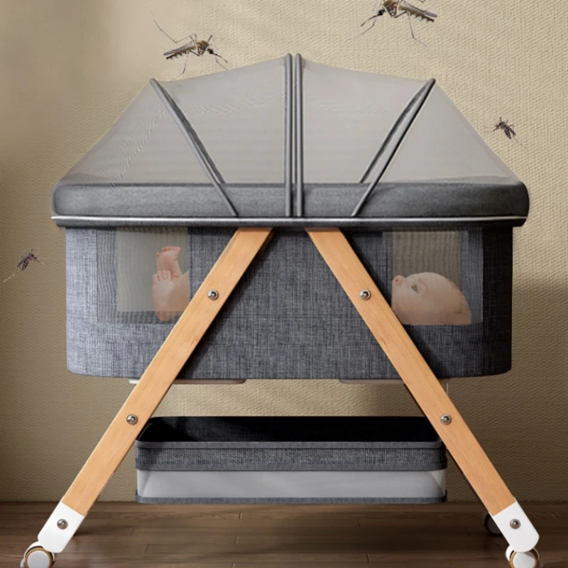 Cuna plegable de madera – Portátil y ajustable para bebé - imagen 3