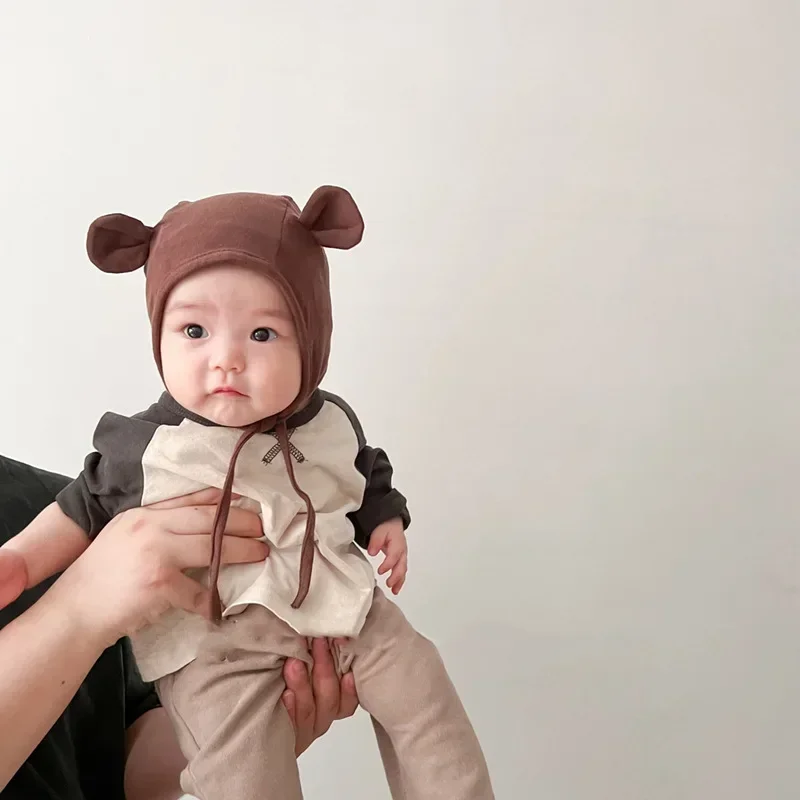 Gorro bebé en algodón con orejas de oso y conejito