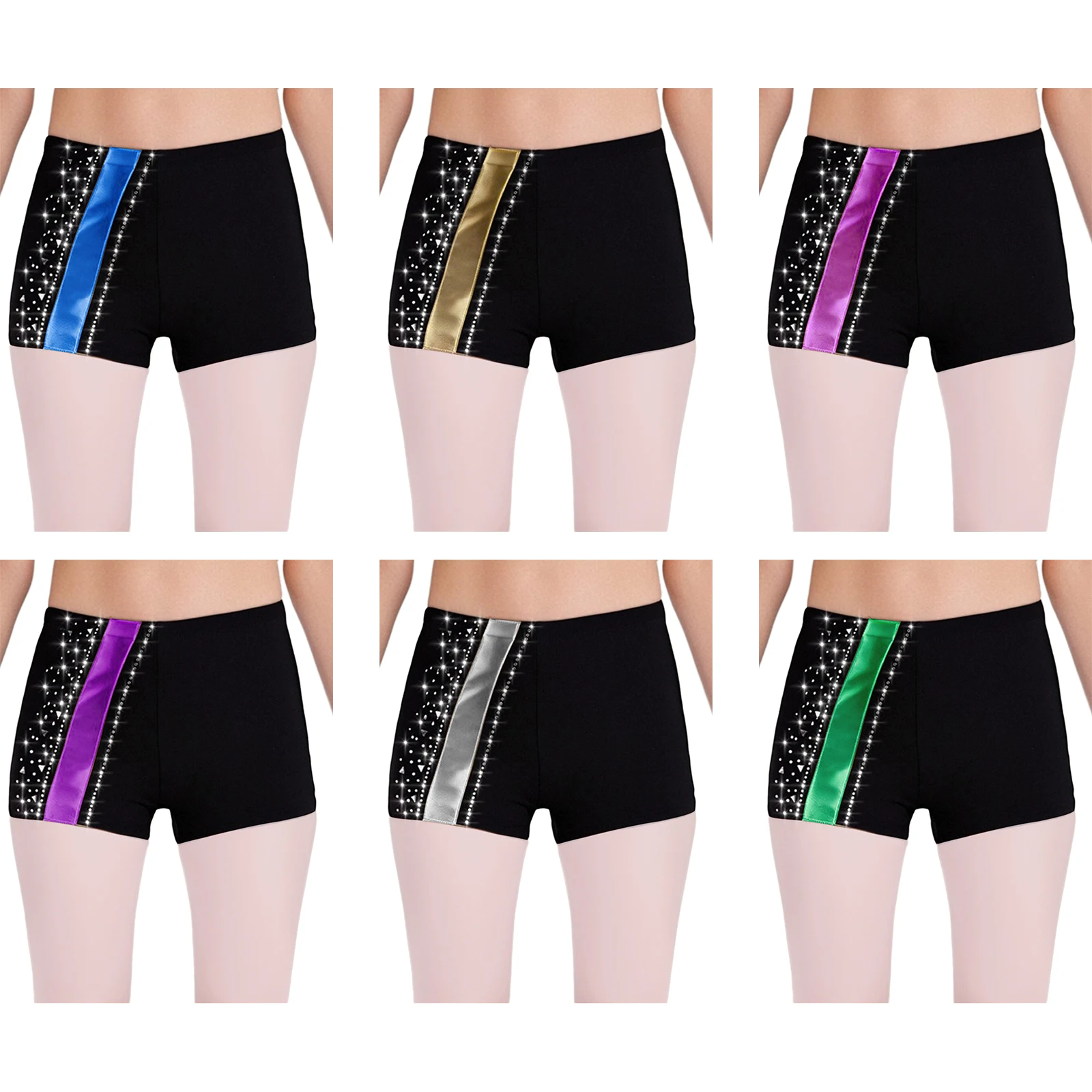 Calzoncillos tipo bóxer para baile de Ballet para niñas, traje de baile y gimnasia, pantalones cortos metálicos con diamantes de imitación brillantes, ropa de baile - imagen 2