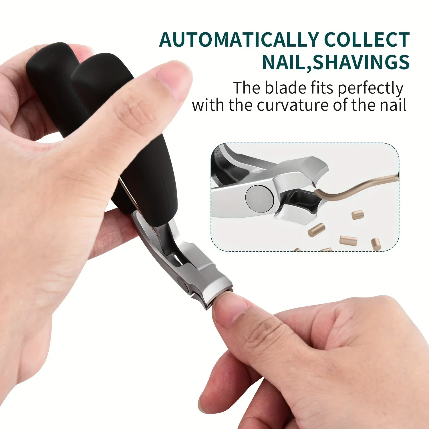 Opening tres veces almacenamiento cortaúñas para personas mayores cortaúñas con uñas gruesas antisalpicaduras curvadas grandes resistentes - imagen 4