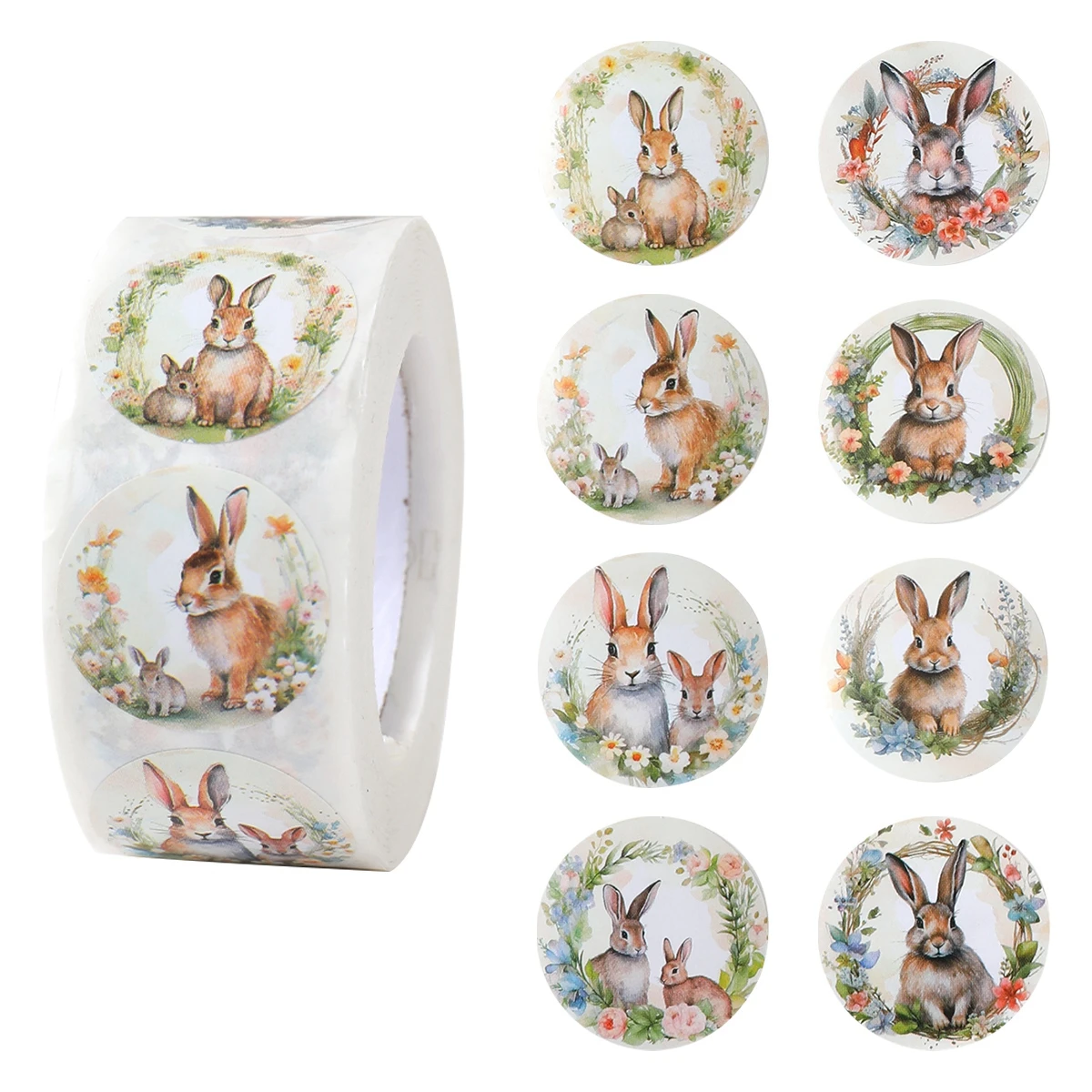 Pegatinas redondas de conejo para regalos de Pascua