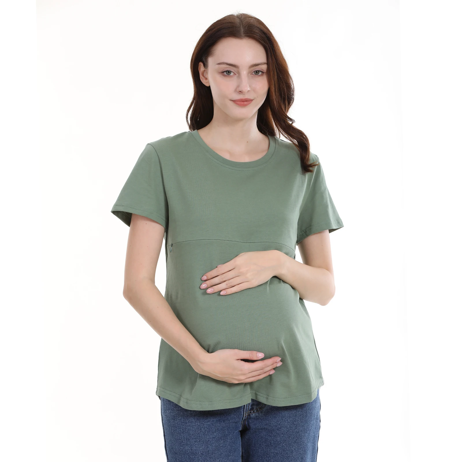 Ropa de maternidad de talla grande, camiseta de lactancia de manga corta de verano, Tops holgados de algodón para lactancia para mujeres embarazadas ﻿ - imagen 2