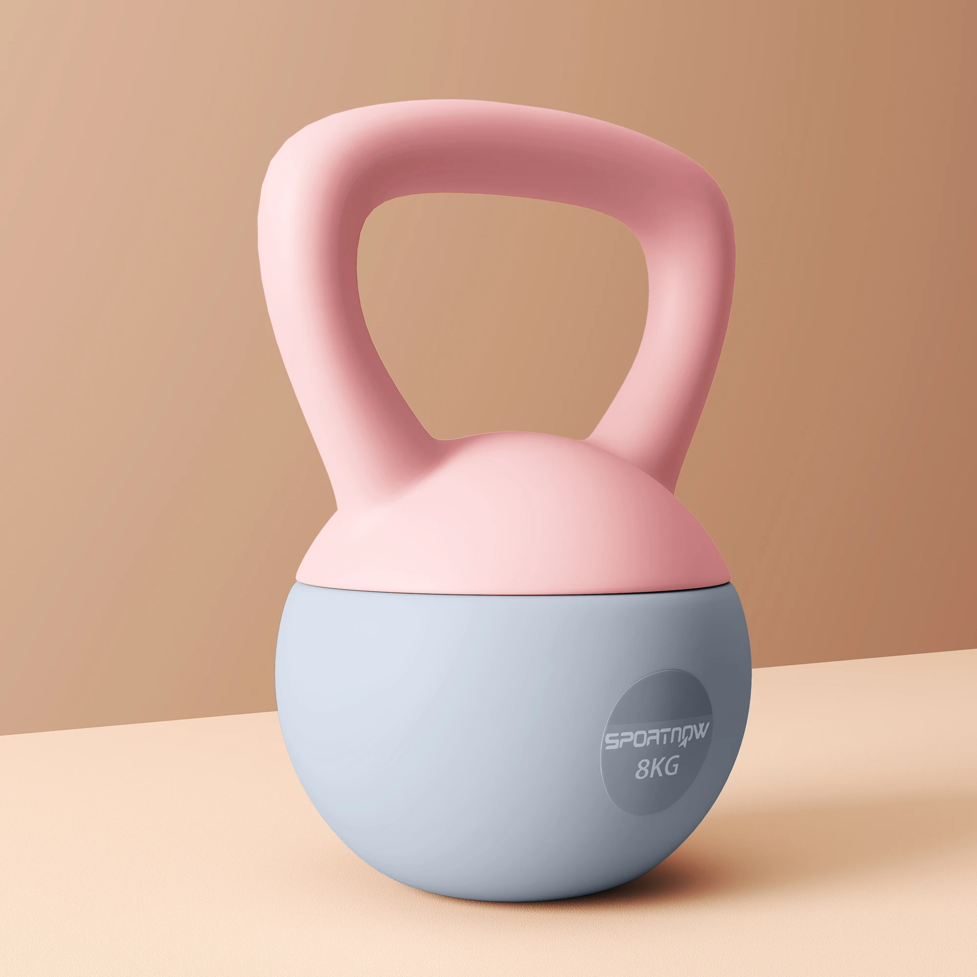 SPORTNOW Pesa Rusa, Soft Kettlebell Relleno de Arena Metálica y Mango Antideslizante, para Entrenamiento Culturismo en Casa, Gimnasio, Rosa Palo y Gris - imagen 3