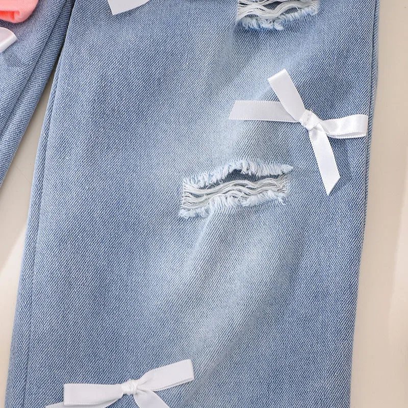 Conjunto verano bebé: top lazo algodón + vaqueros - imagen 5