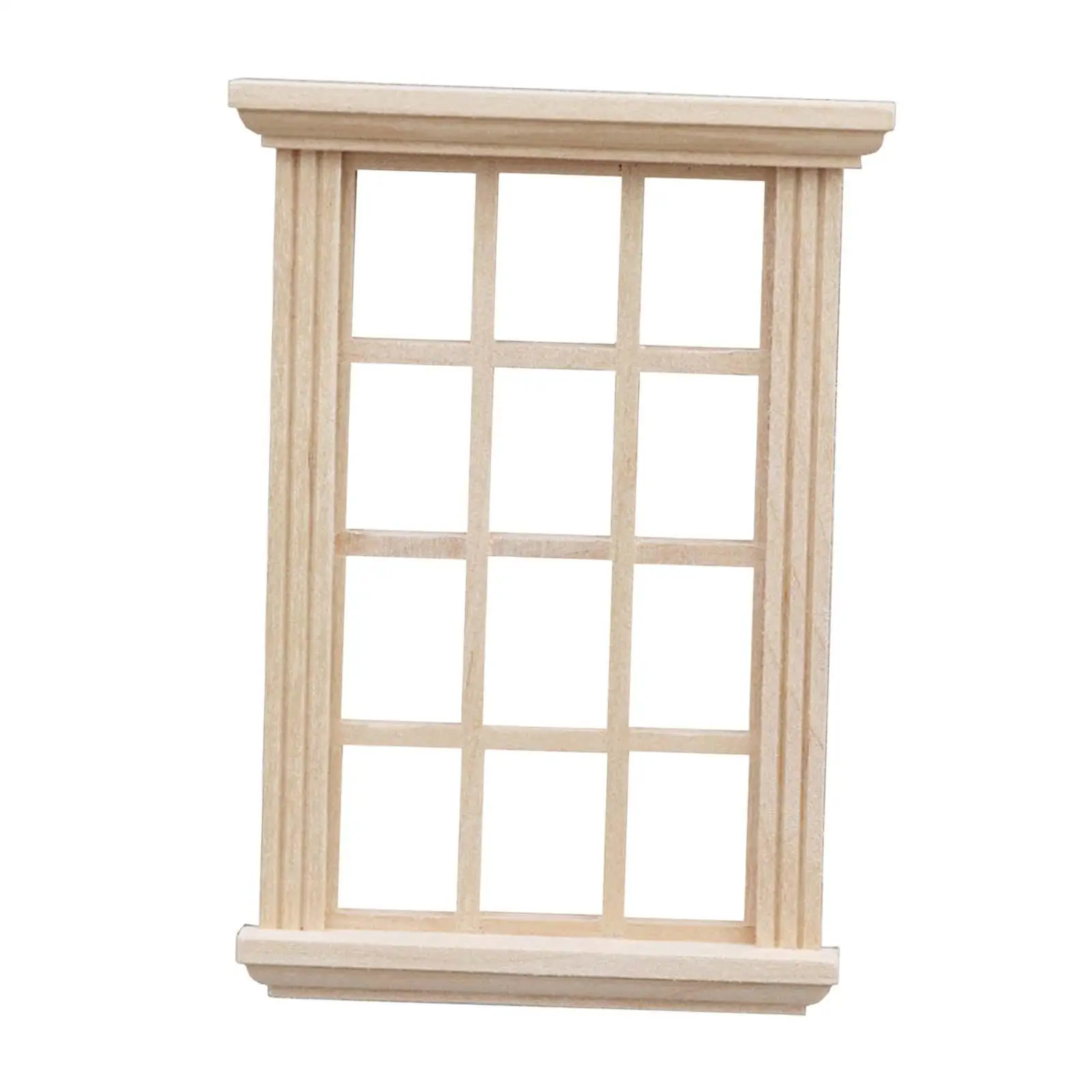 1 12 Scale Wooden Dollhouse Windows Handmade Miniature Window Frame Furniture Decor Accessory for Doll House