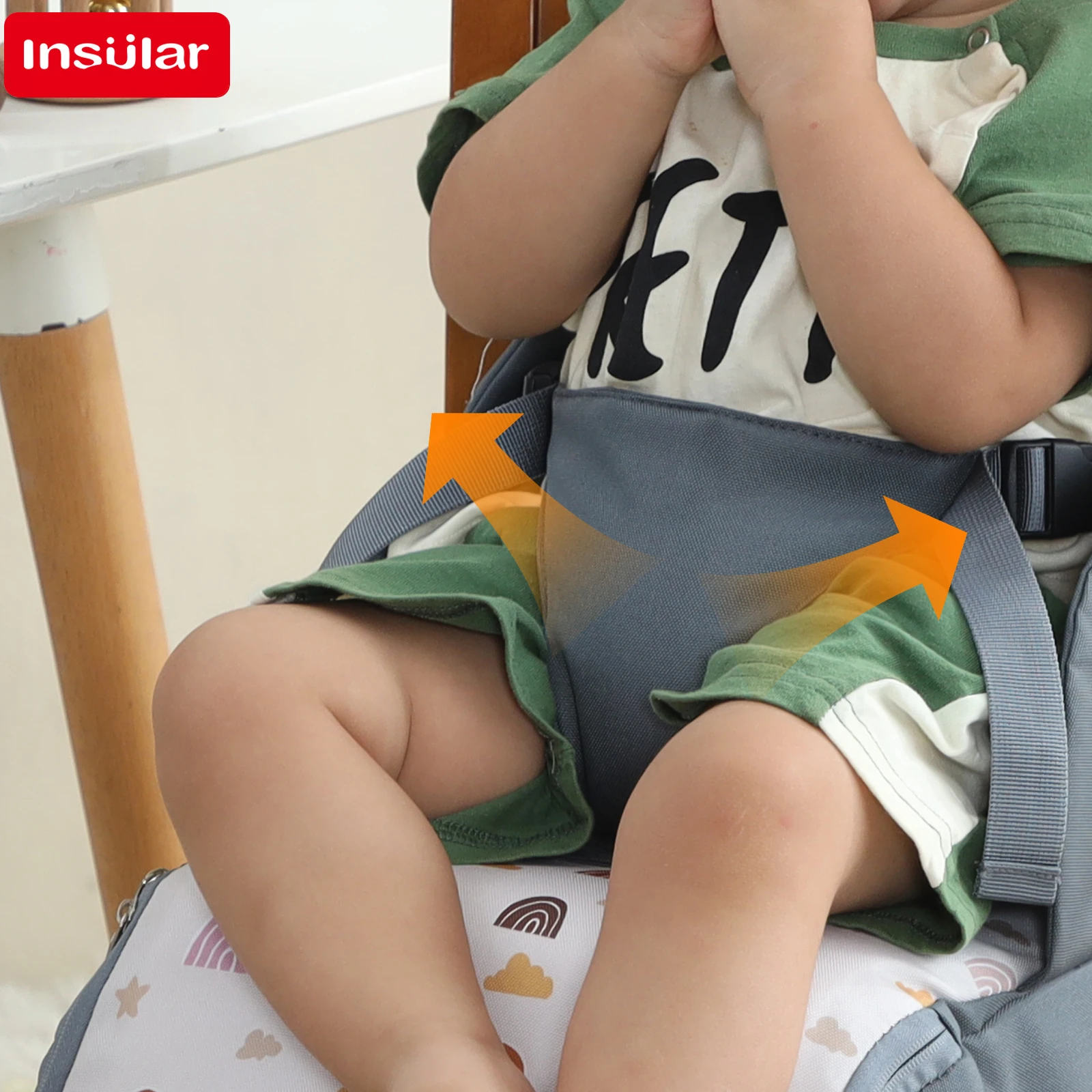 Asiento antideslizante plegable portátil multifuncional para niños, cojín alto, silla de comedor para bebé, cojín alto, suministro de viaje para niños - imagen 4