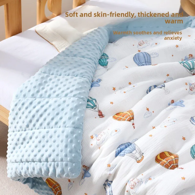 Manta Minky Dot para niños de grado A, edredón para siesta para recién nacidos de guardería, cubierta antipatadas transpirable cálida y agradable para la piel para invierno - imagen 2