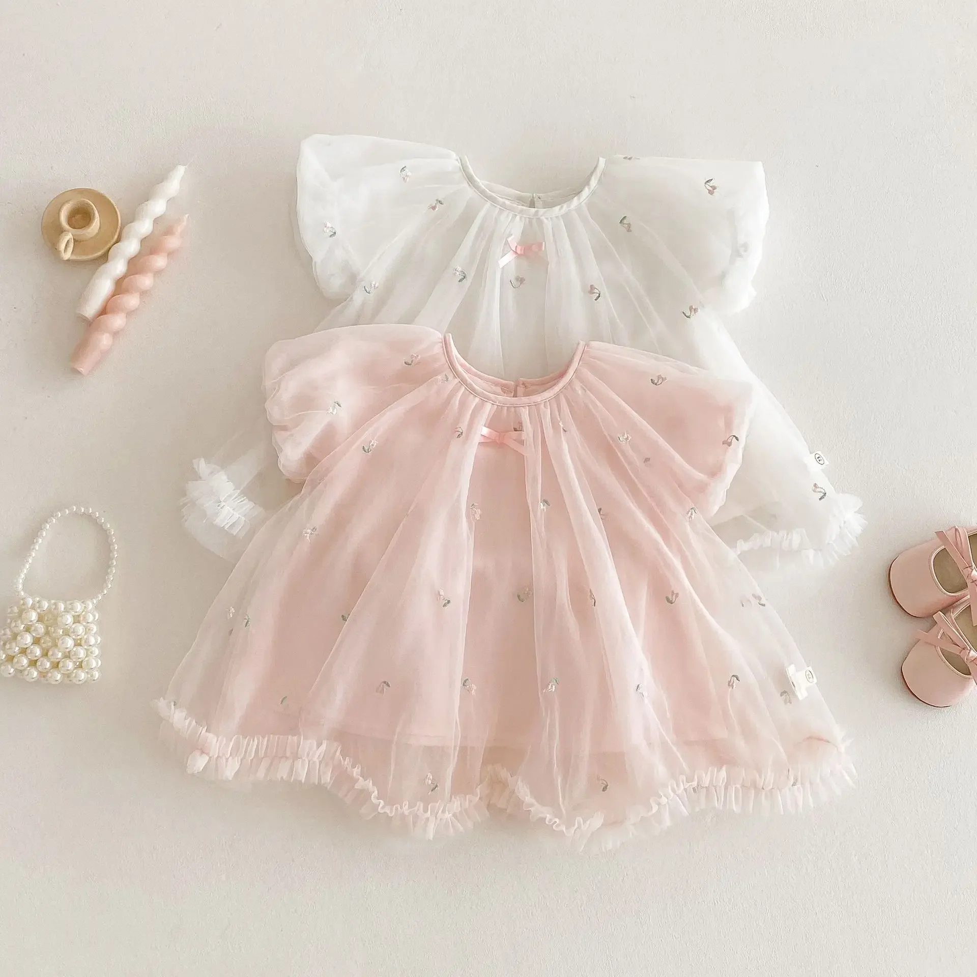 MILANCEL Vestido princesa tul bordado cumpleaños para niña – Verano - imagen 4