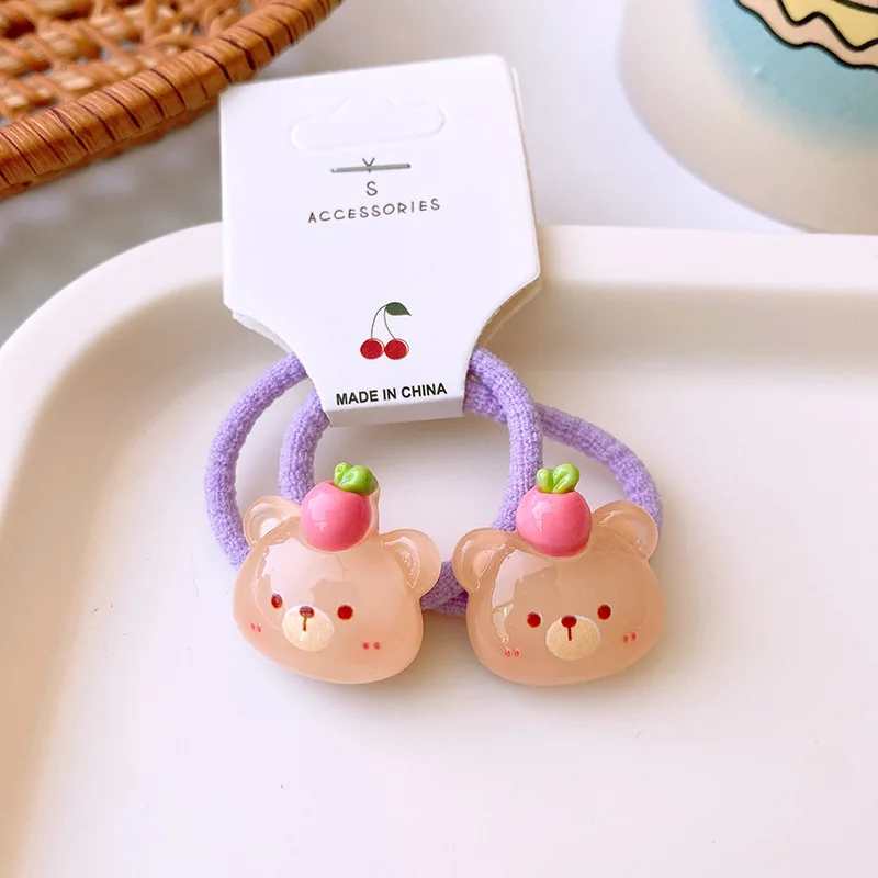 2PCS.2 piezas de anillos para el cabello de frutas translúcidas de dibujos animados lindos y dulces: suaves, ideales para coletas de bebé, encantadores accesorios para el cabello para niños. - imagen 3