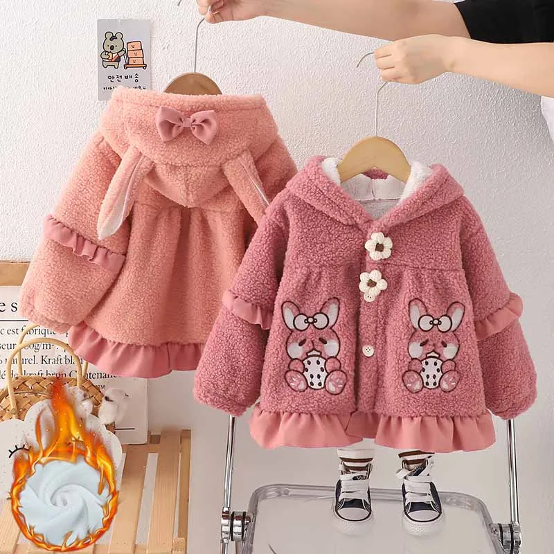 Abrigo acolchado de felpa con capucha para bebé y niña - imagen 3
