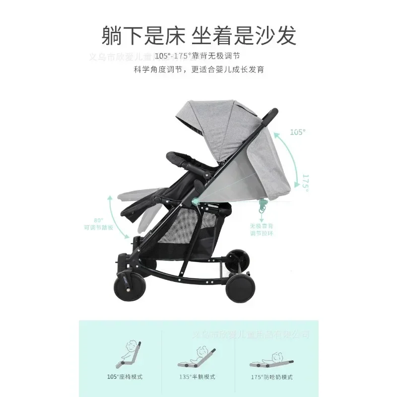 Los cochecitos de bebé pueden sentarse o acostarse, cochecitos de bebé plegables que absorben los golpes para recién nacidos, cochecitos de alto paisaje - imagen 3