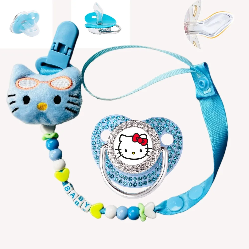 Clips para chupete personalizados azules y chupetes para bebés, chupetes con piedras preciosas de colores, chupetes personalizados gratis, destete - imagen 5