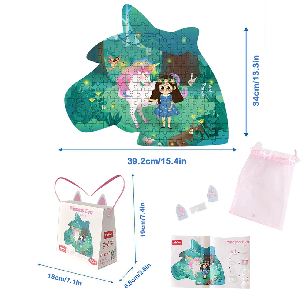 Rompecabezas de unicornio de dibujos animados para niñas, rompecabezas de princesa Diy, rompecabezas de animales irregulares para niños, juegos educativos, juguetes, regalos de navidad para niños - imagen 5