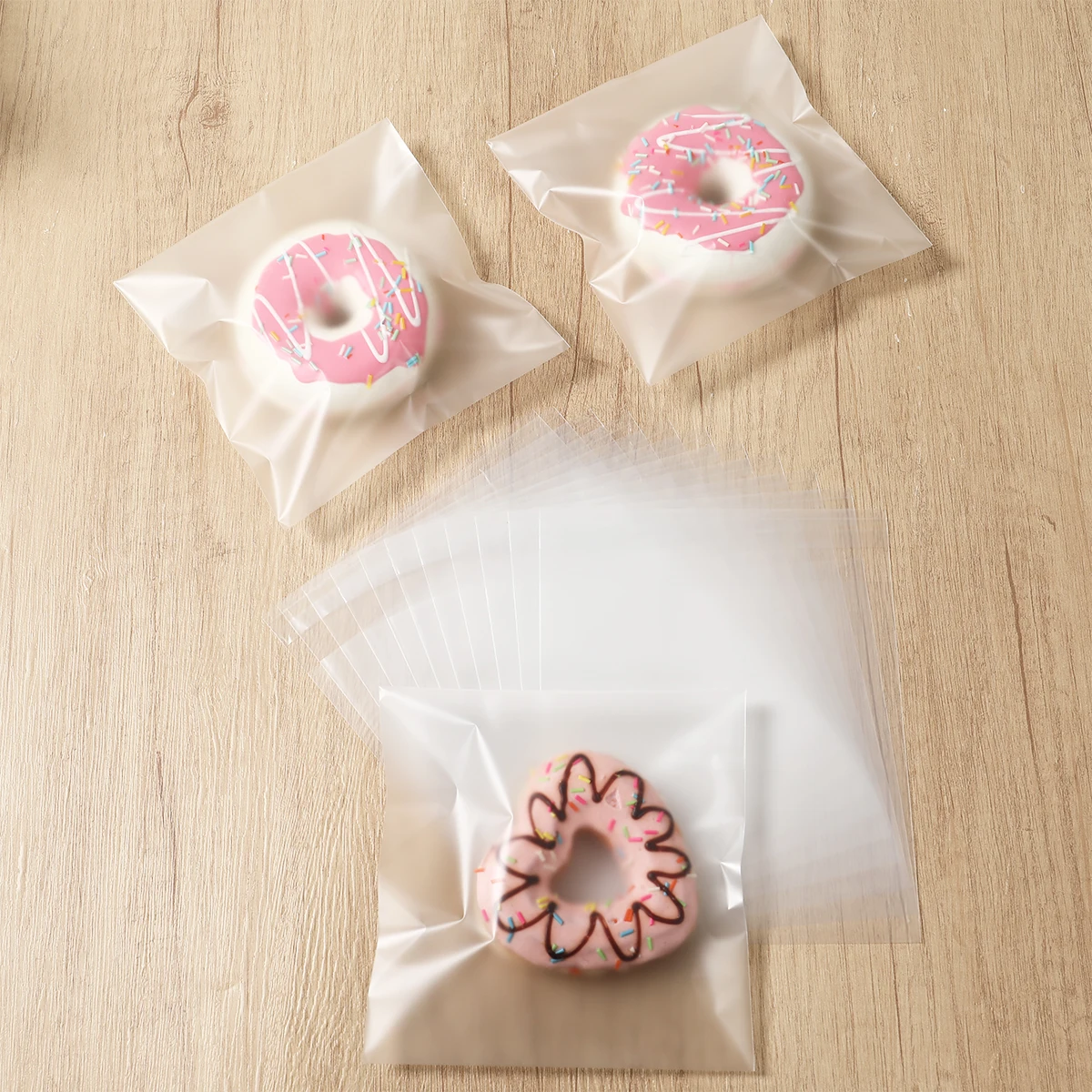 100 Uds. Bolsas Opp esmeriladas, bolsa autoadhesiva transparente, bolsas de almacenamiento de galletas y dulces hechas a mano para fiesta de cumpleaños, embalaje de regalo DIY - imagen 2