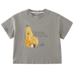 Camisetas coreanas manga corta para niños con estampado de frutas
