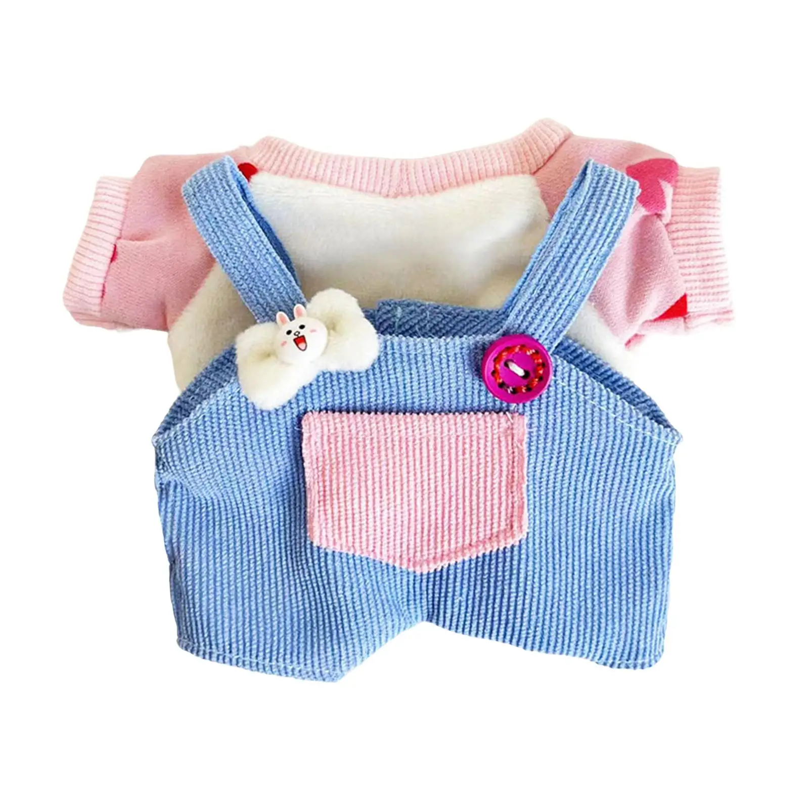 Plush Doll Clothes for 20cm Costumes Doll T Shirt Pants Set Dress up Fashion