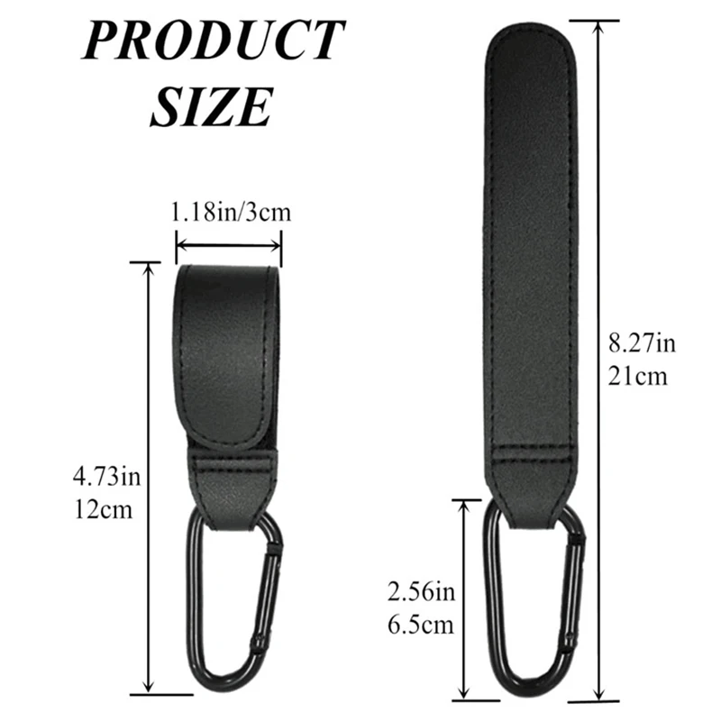 Gancho para cochecito de bebé, organizador de cochecito de cuero PU, colgador de bolsa de pañales, ganchos con hebilla de escalada, accesorios de viaje para cochecito, 1/2 Uds. - imagen 5