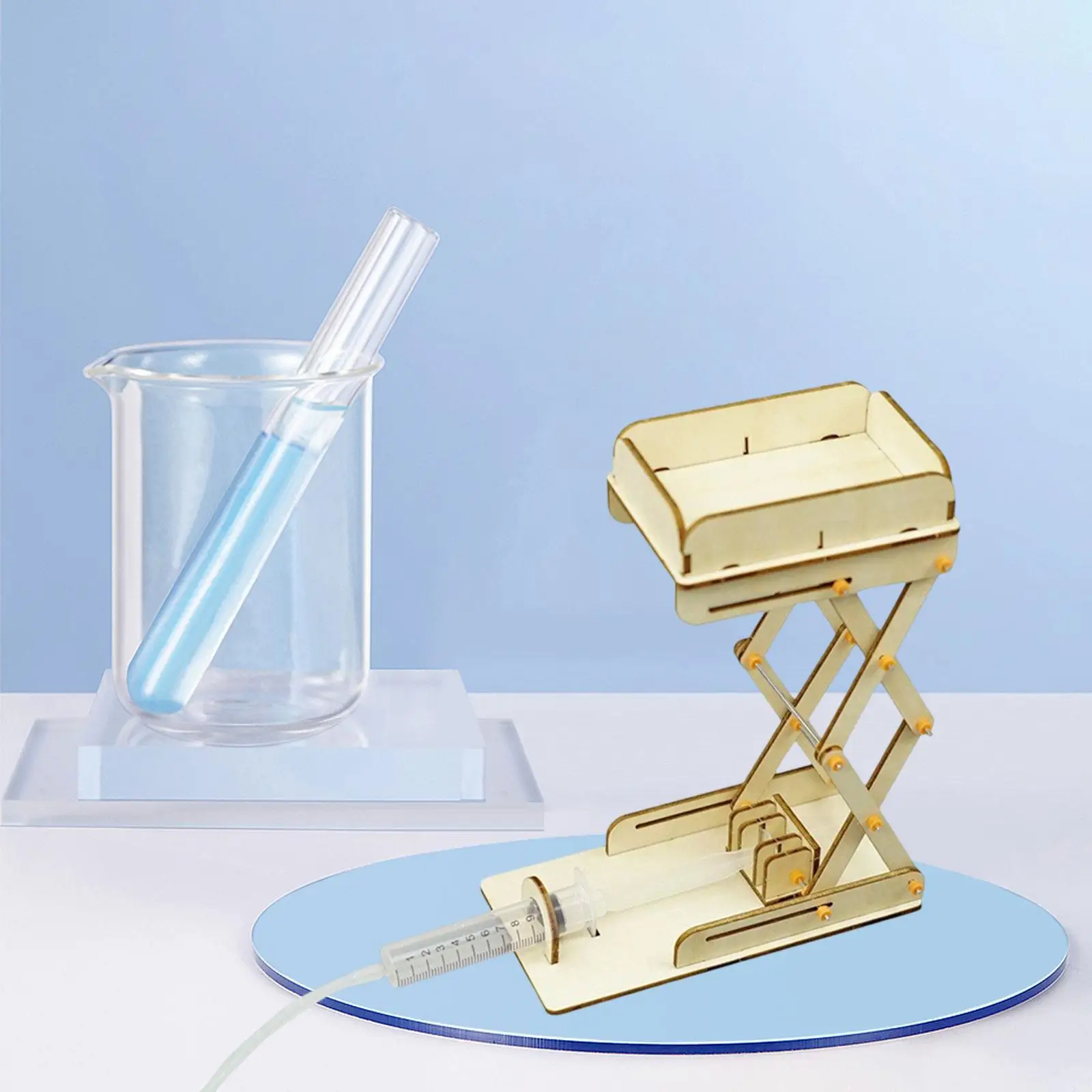 Hydraulic Experiment Lift Table Science Experiment Stem Physics Principle Novelty Innovation DIY Wooden Elevator Toy for Kids