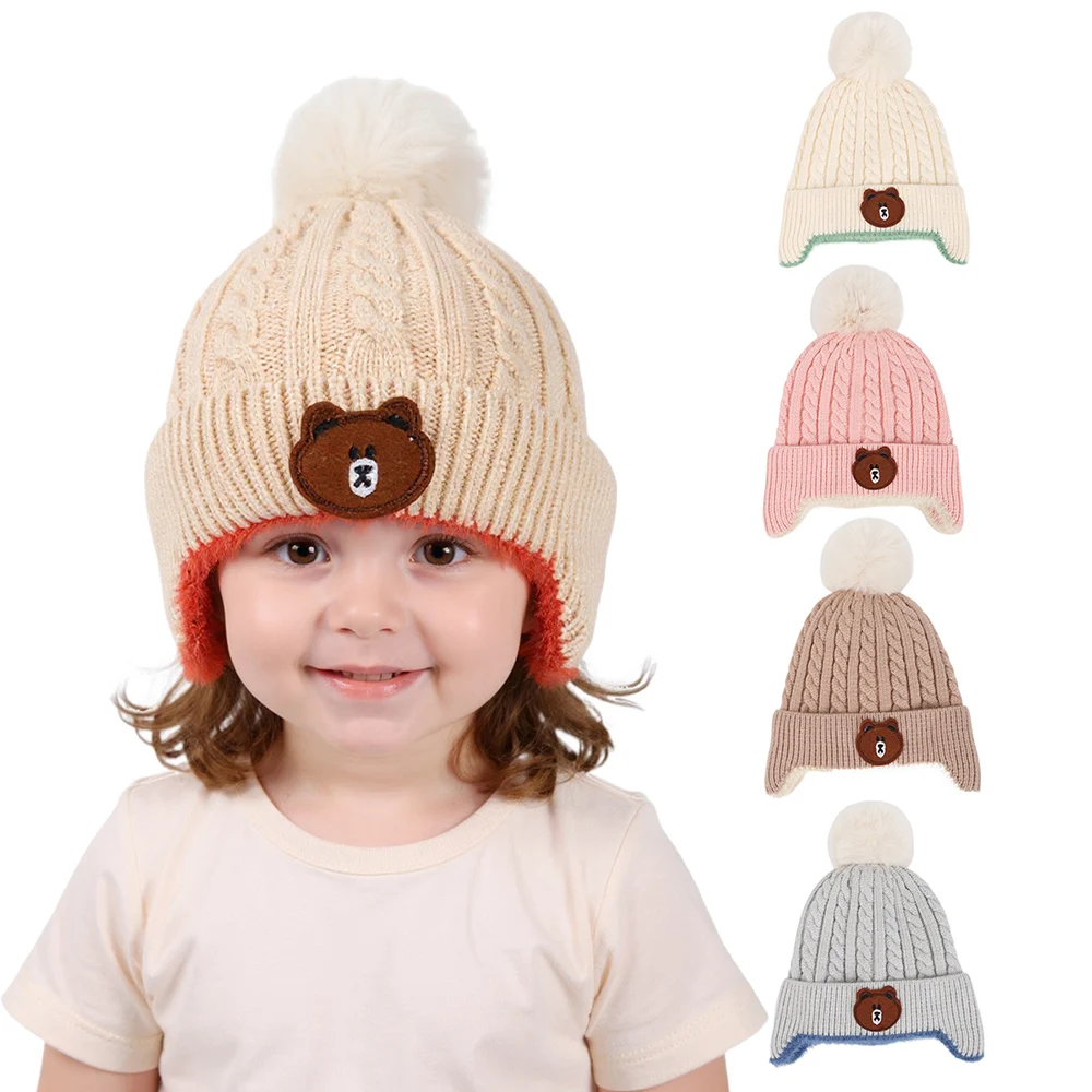Gorro pompón de oso con orejeras – Térmico para bebés - imagen 2