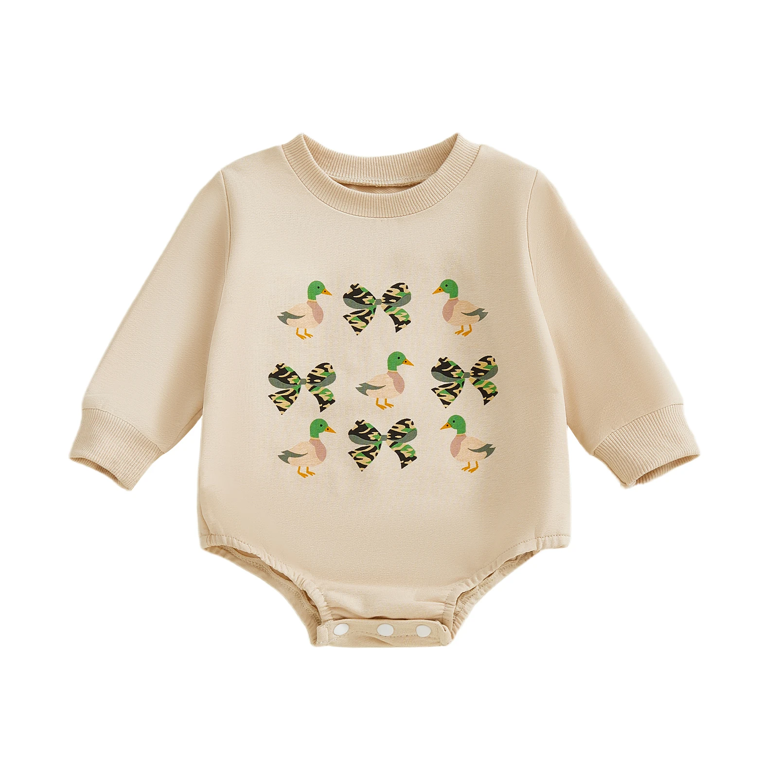 ViSgogo Mamelucos para bebé niña Otoño Manga larga Cuello redondo Camuflaje Mono con estampado de lazo de pato