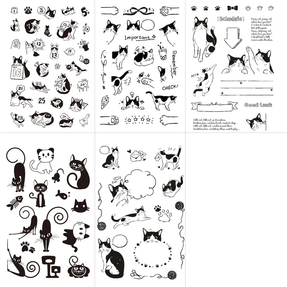 Timbres chat mignon en Silicone Transparent pour enfants, 1 pièce, tampon chaton de dessin animé, décor de bricolage, Scrapbook, Journal, fournitures pour étudiants - imagen 2