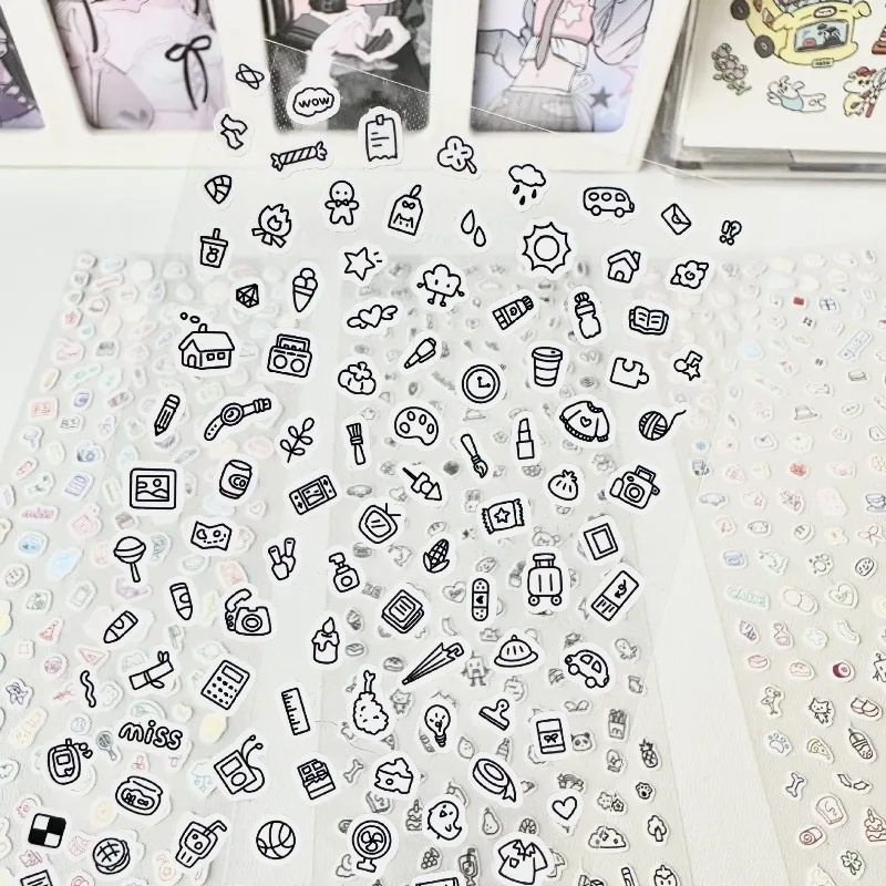 Pegatina decorativa con pequeño patrón de dibujos animados, Cuenta de mano, tarjeta de estrella, álbum de fotos, planificador, álbum de recortes, cuaderno, diario, pegatinas decorativas - imagen 3