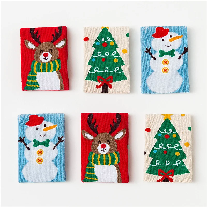 3 par/set Navidad niños niñas calcetín estampado Santa Claus alce Año nuevo calcetines para niños para niñas 1-12Y bebé niño calcetín regalo - imagen 4