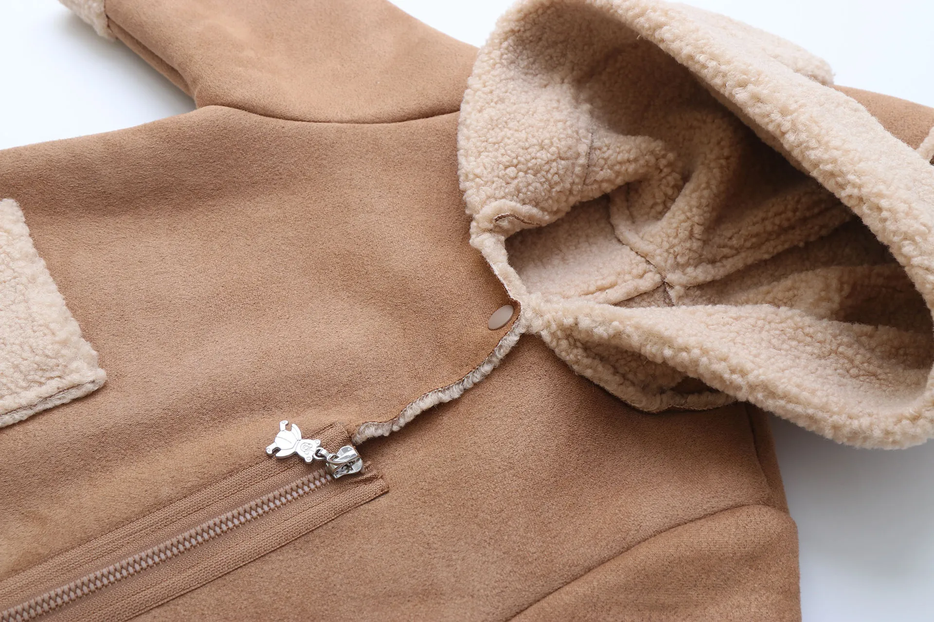 Ropa de invierno para bebés de 0 a 2 años, Sudadera con capucha de piel, monos para niñas, peleles con forro polar para bebés, traje infantil de descanso ventoso - imagen 5