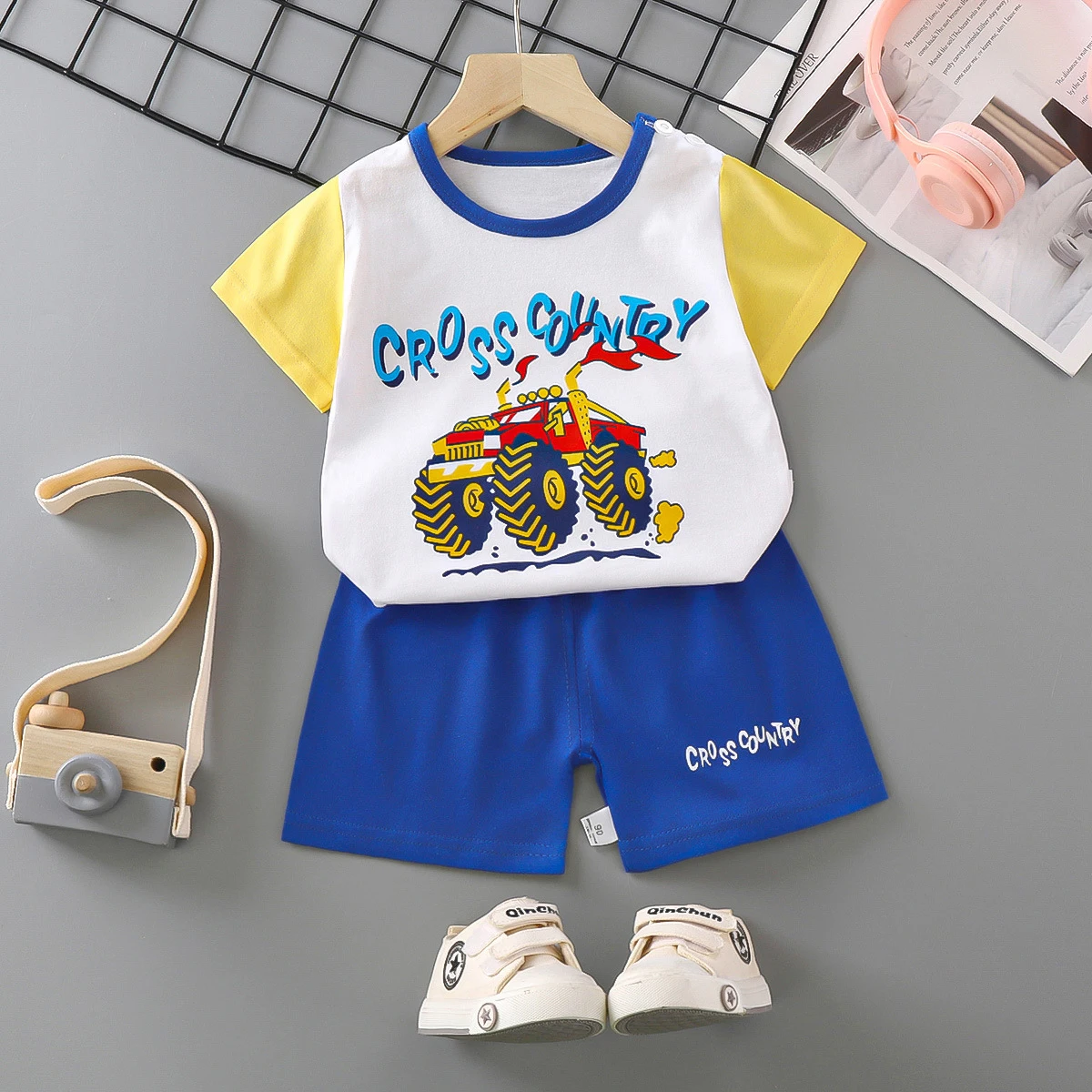 Conjunto bebé verano algodón manga corta camiseta y pantalón - imagen 4