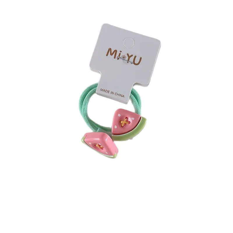 Diademas elásticas de frutas de dibujos animados para niñas, pelo trenzado de verano, cuerdas para el cabello de Color caramelo, diadema de princesa, accesorios para el cabello, 2 uds. - imagen 5