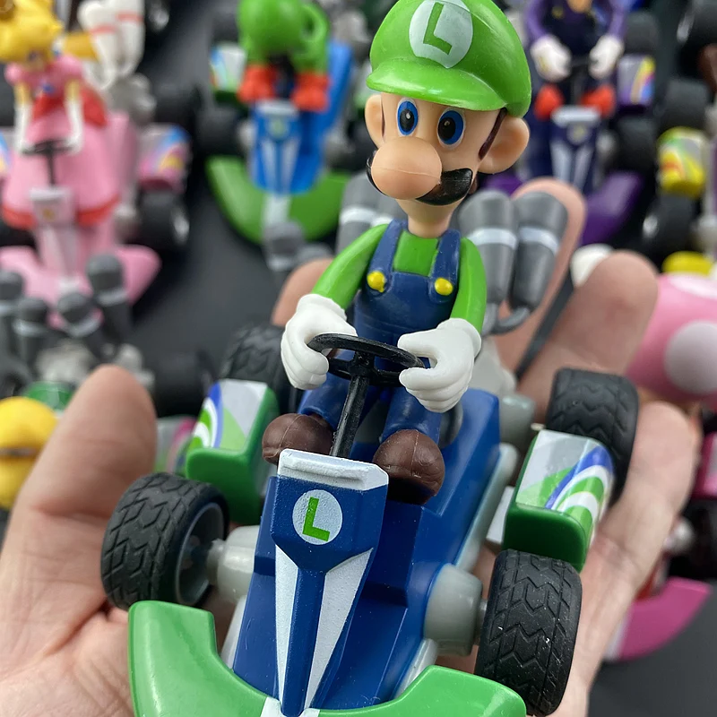 Super Mario serie Karting Mario Bros Luigi Yoshi Donkey Kong figuras de acción de juguete tirar hacia atrás el coche regalos para niños - imagen 4