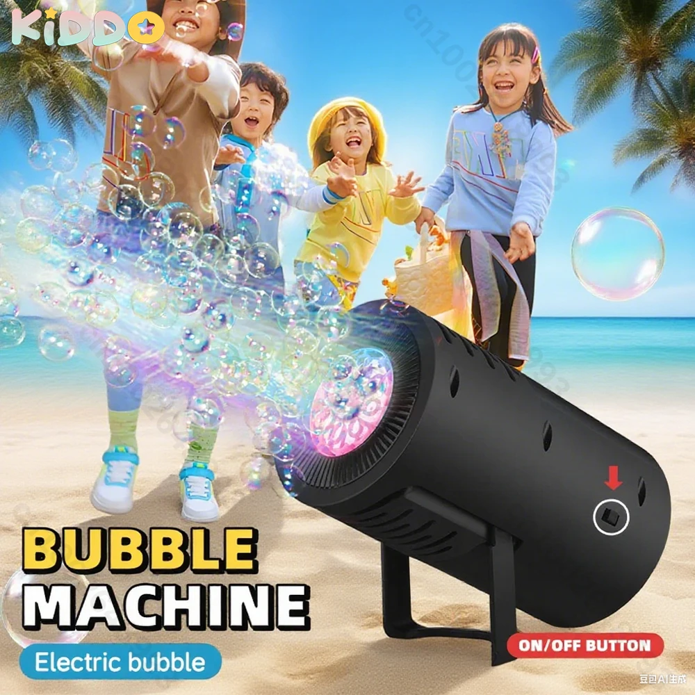 Máquina de burbujas de mano con luz eléctrica automática, juguete para soplar jabón de burbujas, juego de accesorios para fiesta de boda en interiores y exteriores para niños