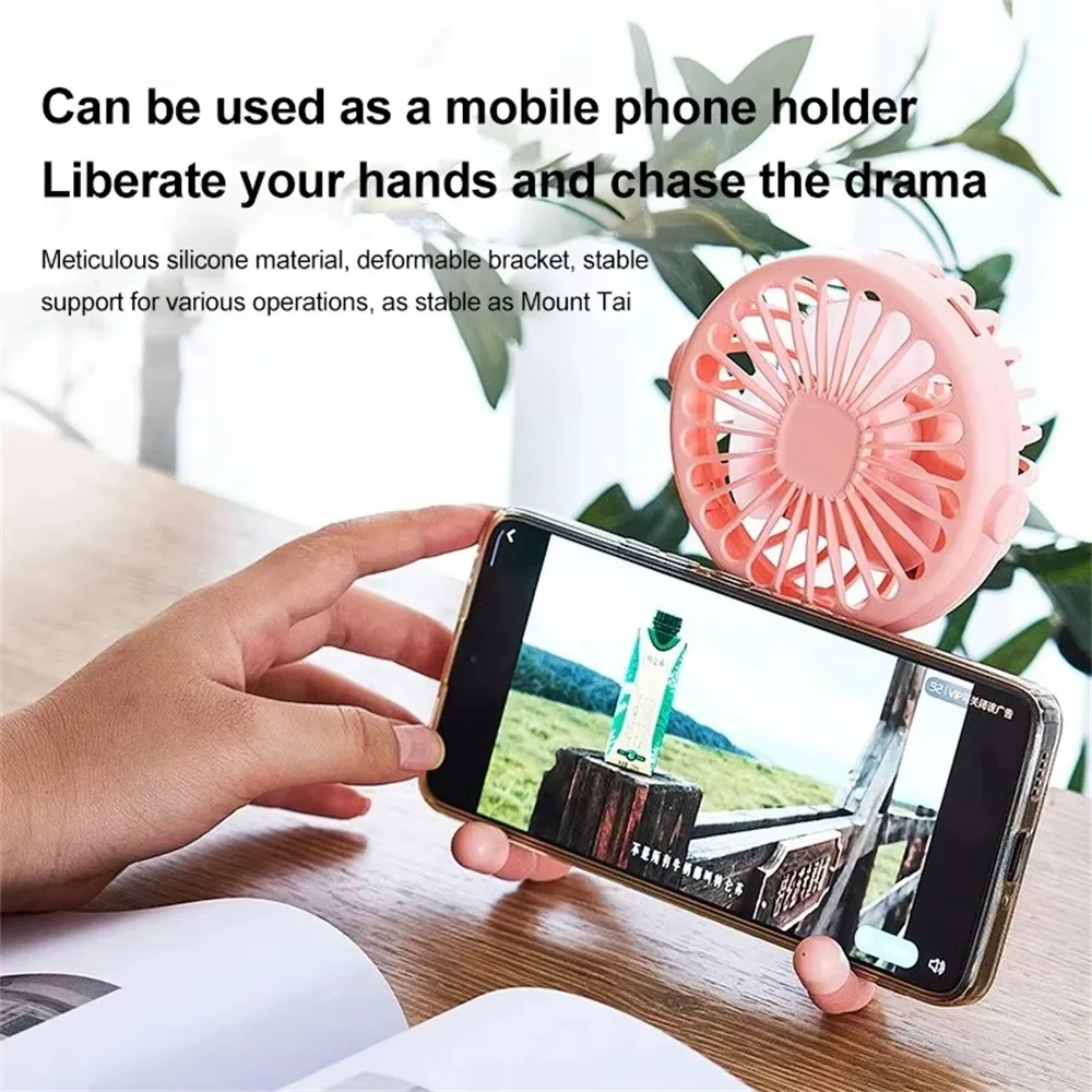 PANGDUBE-ventilador de pulpo recargable por USB, Mini ventilador de mano para cochecito de bebé, cuna, escritorio, Camping, viaje, ventilador portátil, soporte para teléfono - imagen 3