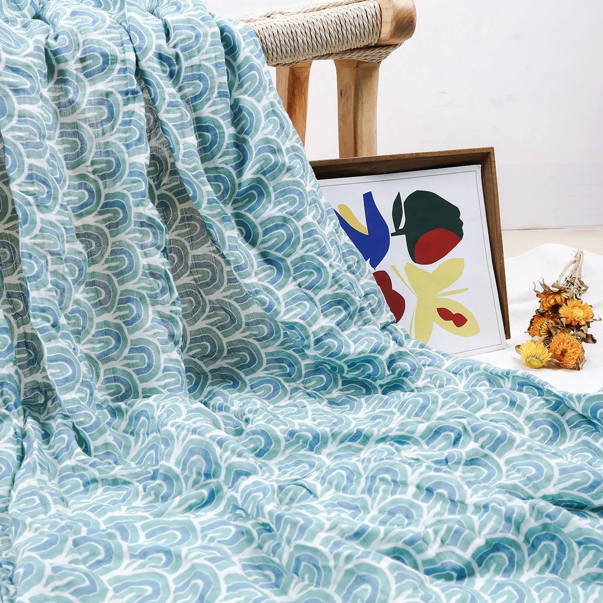 HappyFlute manta de muselina para bebé 100% algodón verano suave lindo estampado manta de bebé 120*110CM - imagen 5