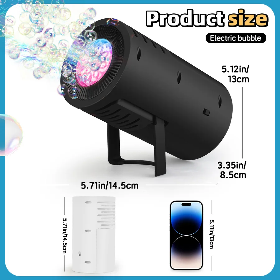 Máquina de burbujas de mano con luz eléctrica automática, juguete para soplar jabón de burbujas, juego de accesorios para fiesta de boda en interiores y exteriores para niños - imagen 4