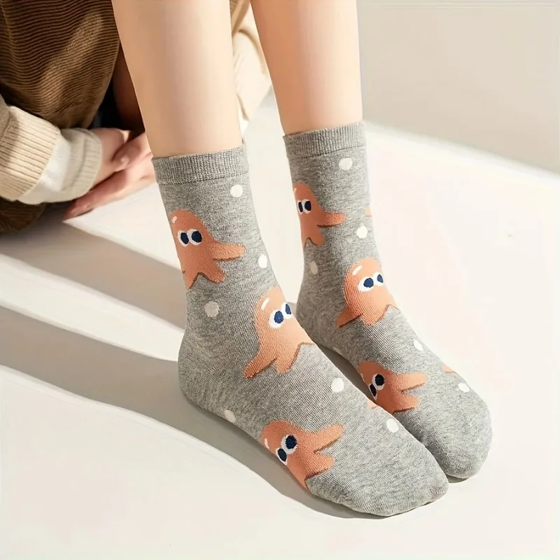 Calcetines para niños con lindos patrones de hamburguesas y patatas fritas de dibujos animados para niños y niñas, calcetines a media pantorrilla juveniles Trendyy y versátiles - imagen 4