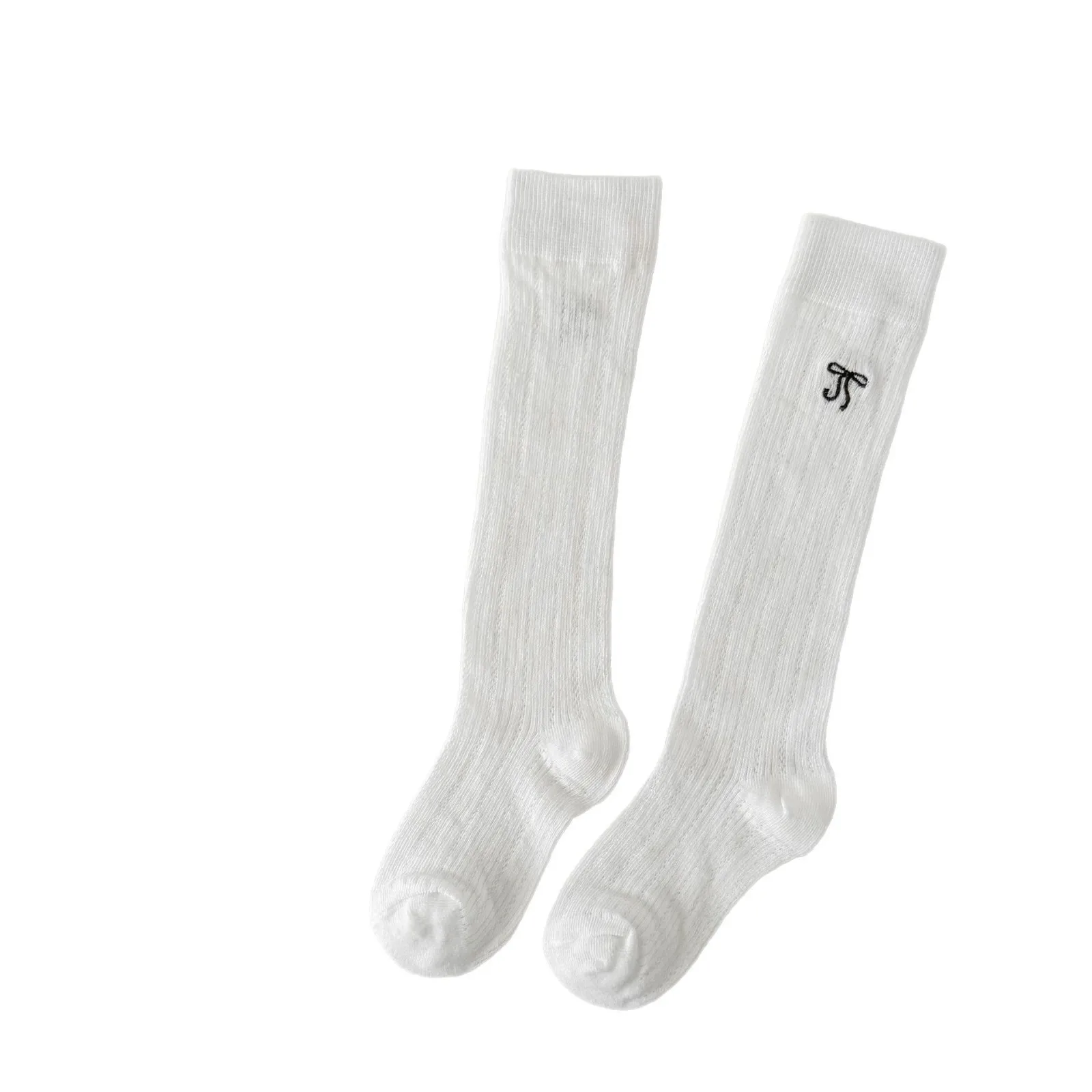 Calcetines largos de malla transpirable para niñas, medias largas hasta la rodilla estilo Ballet dulce y bonito, medias de Color sólido con lazo bordado para niños - imagen 5