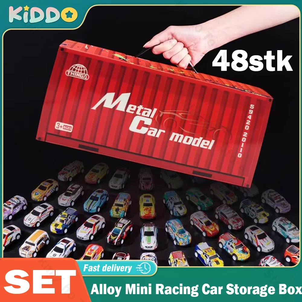 48STK/Set Mini coche extraíble vehículo para niño modelo de juguete niños juegan contenedor de cartón regalo de cumpleaños coche de juguete modelo de simulación - imagen 2