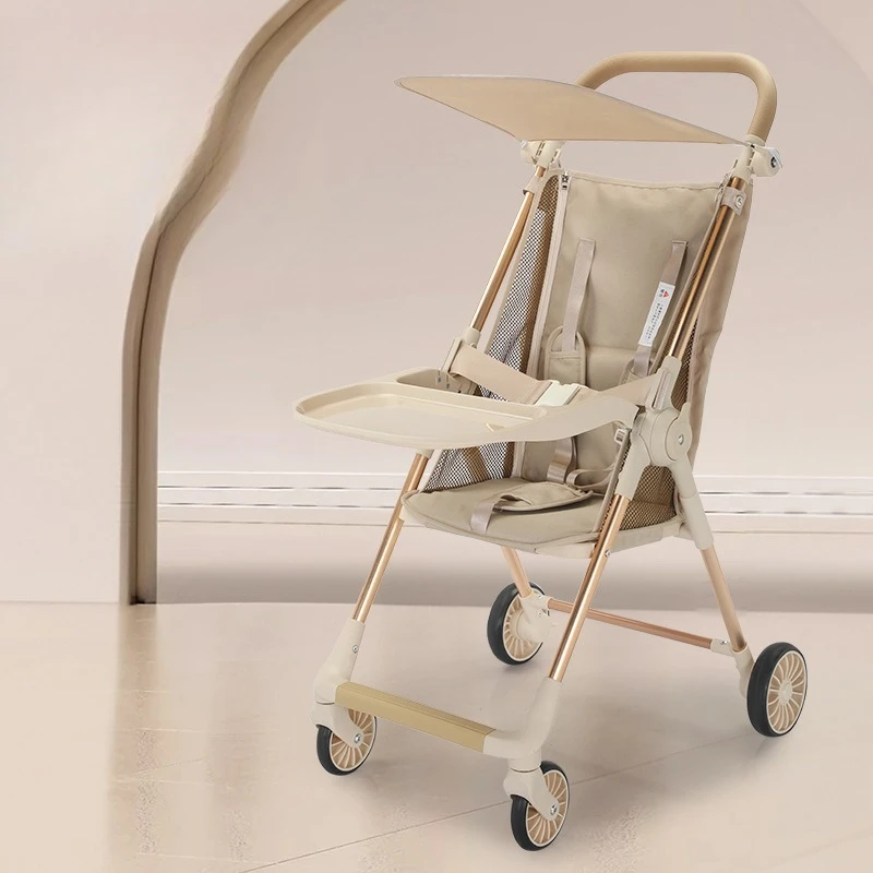 ‌ Cochecito de aleación de aluminio de alta visión: pliegue compacto, arnés de seguridad de 3 puntos, 360 °   Ruedas giratorias, vagón para bebés listo para viajar - imagen 3