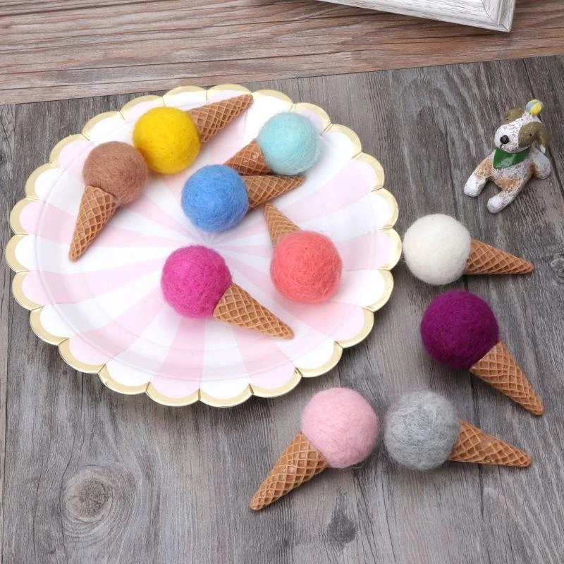 M76C encantadores accesorios para sesión fotos bebés recién nacidos, niños y niñas, fieltro con forma helado 6x3cm - imagen 3