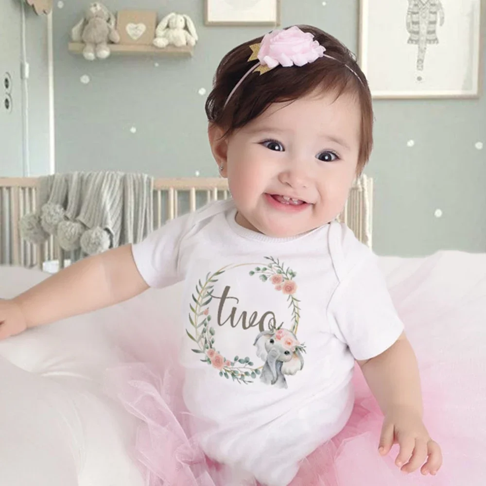 Vestido de tutú de 1er y 2nd cumpleaños para niña, traje de manga corta para bebé, vestidos de fiesta para recién nacido con estampado, ropa de bautismo infantil, corona Floral