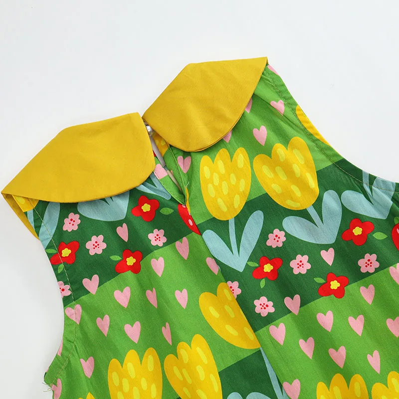 Vestido princesa sin mangas para niña – Estampado floral de verano - imagen 5