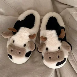 Zapatillas de casa antideslizantes para bebé con felpa y diseño vaca